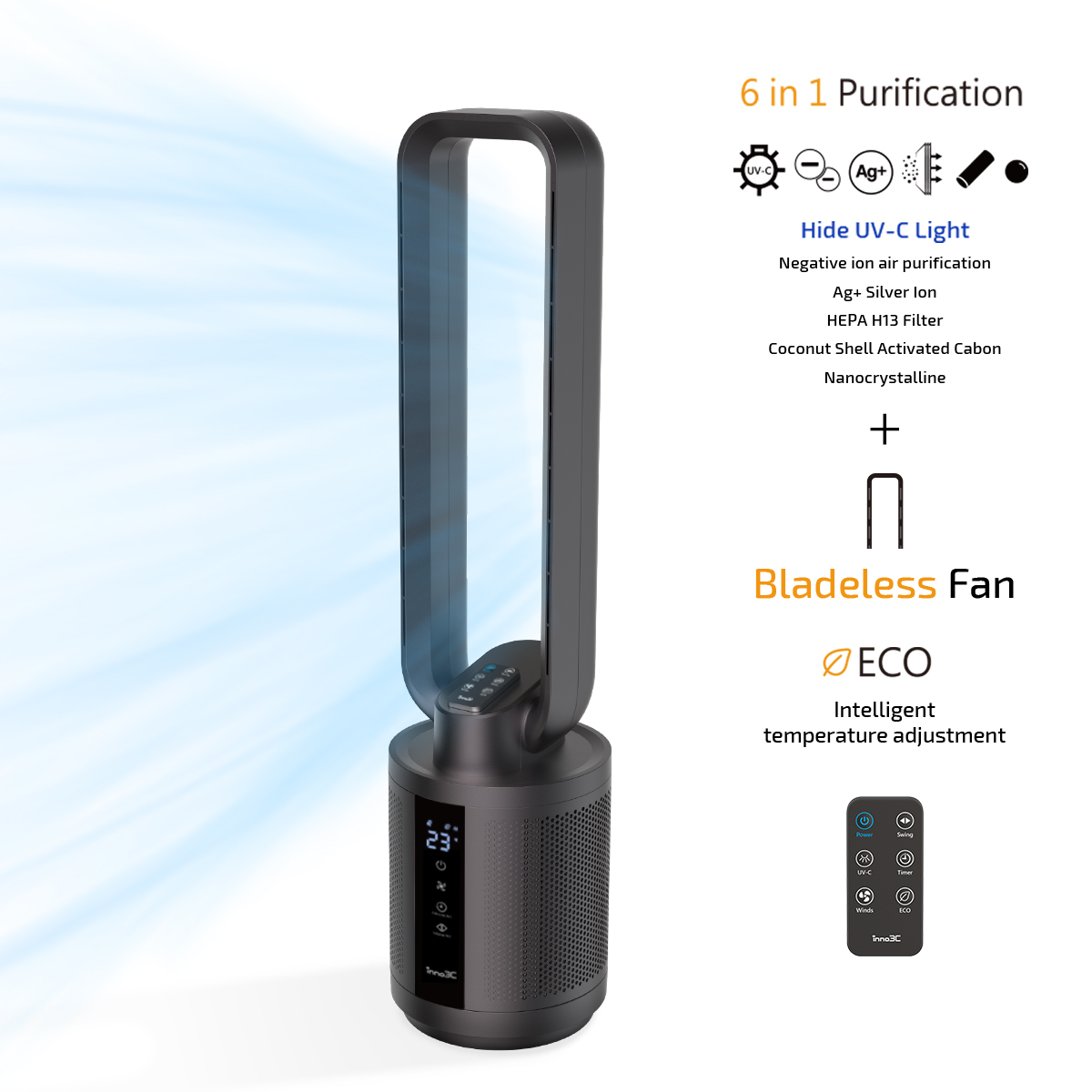 inno3C i-AF8 HEPA cum UV-C 淨化無葉風扇