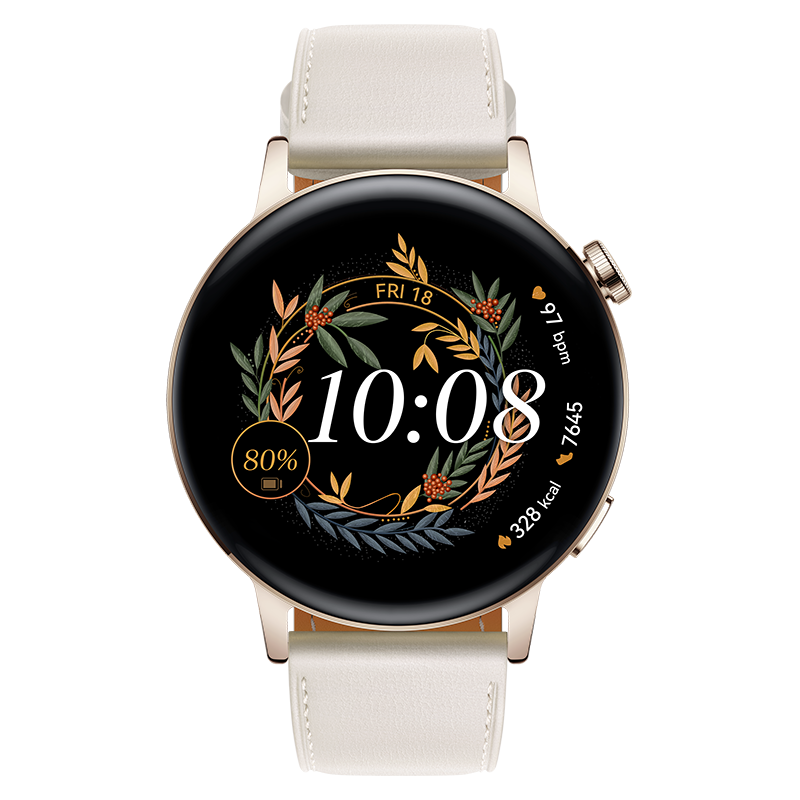 HUAWEI WATCH GT 3 42 mm 雅致款 (白色真皮錶帶)