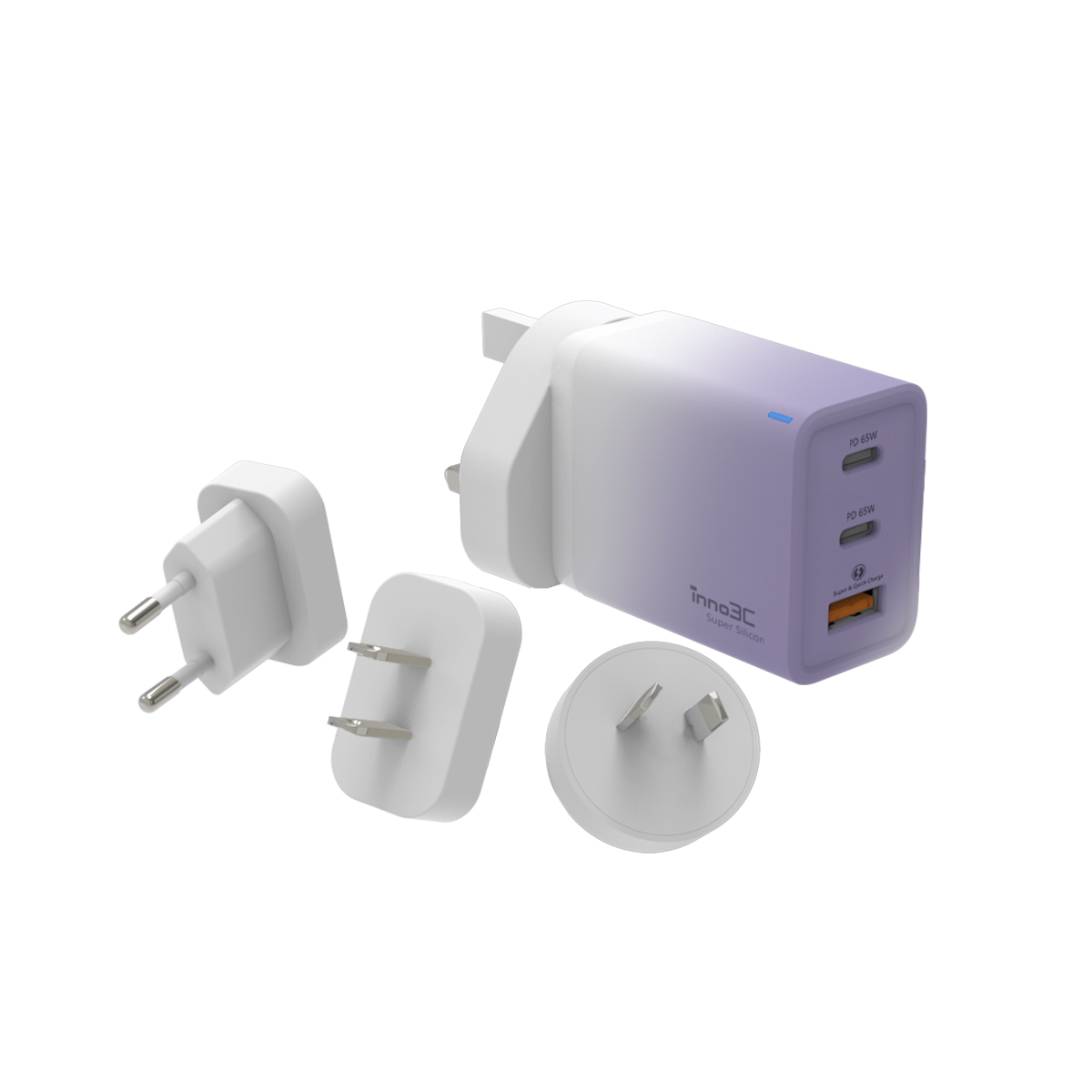 inno3C i-65WT Super Silicon 65W 三輸出旅行快速充電器 (漸變暗紫色)